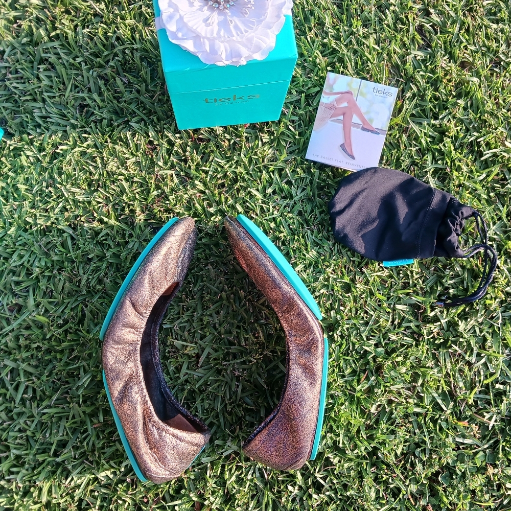 Custom Gold Lovestruck Tieks Print Ballet Flats Sz.9